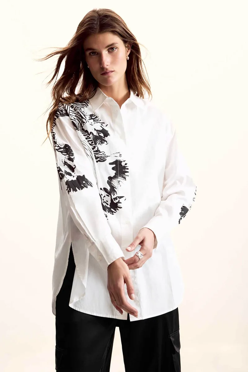 Desigual γυναικείo πουκάμισο με all-over print "Cam Orchid" by Christian Lacroix - 26SWCW29 Λευκό