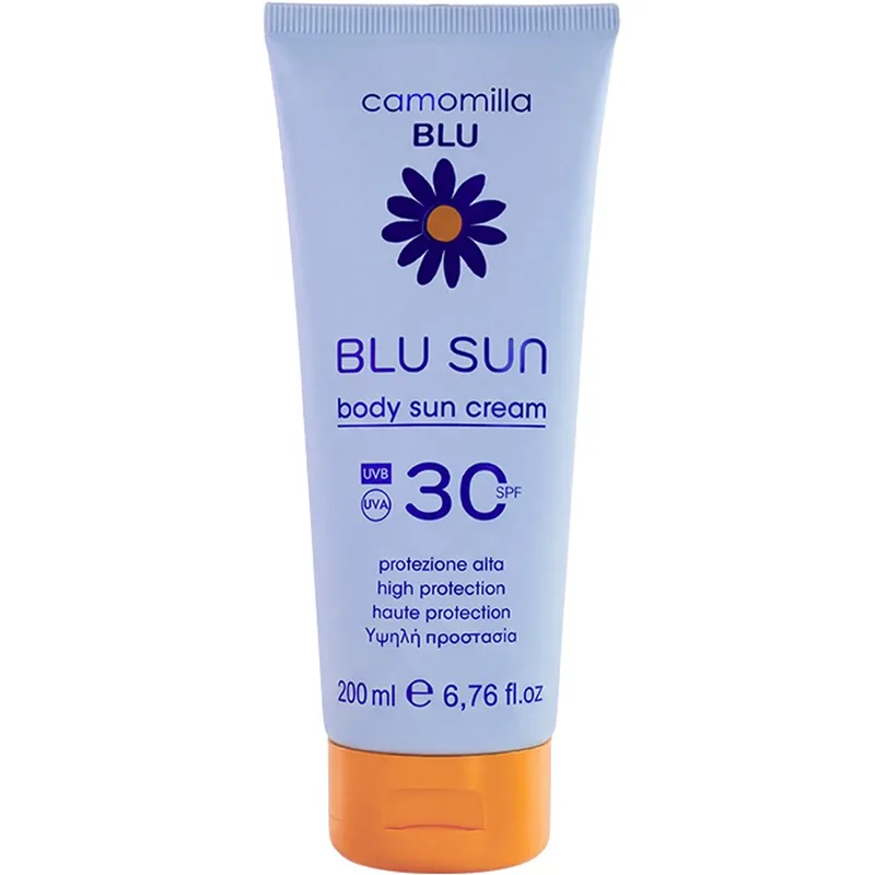 Camomilla Μπλε Sun Spf30 Body Cream Αντηλιακή Κρέμα Σώματος Υψηλής Προστασίας Ιδανική για Καθημερινή Έκθεση στον Ήλιο με Ανάλαφρη Υφή 200ml