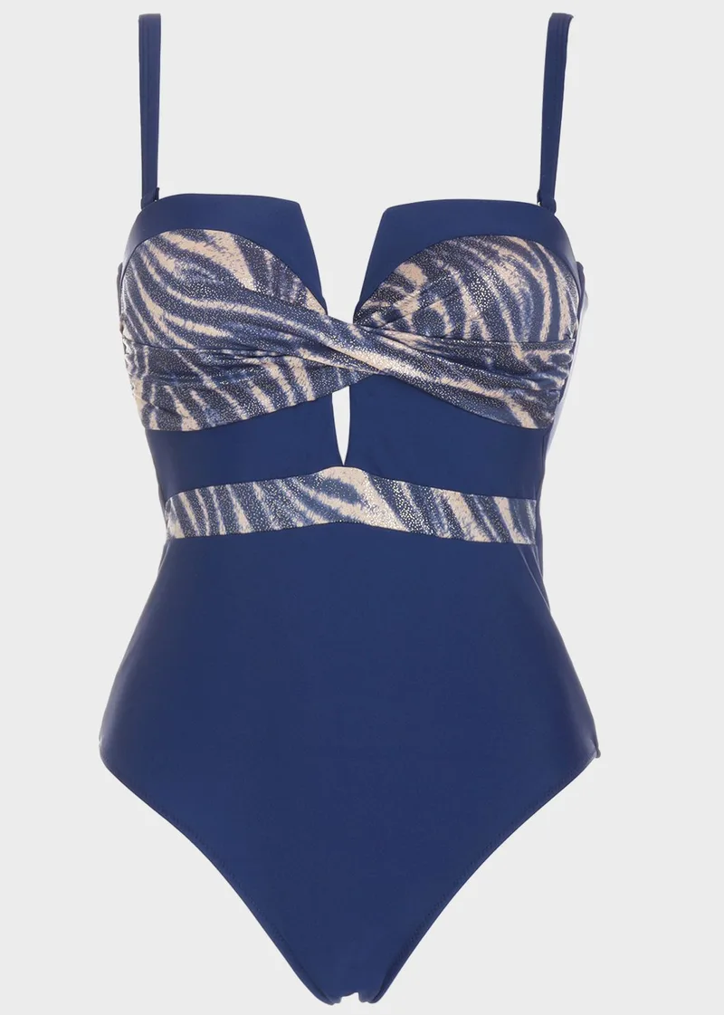 Oλόσωμο μαγιο animal print μπούστο push up. Kαλύπτει στήθος B Cup ANIMAL