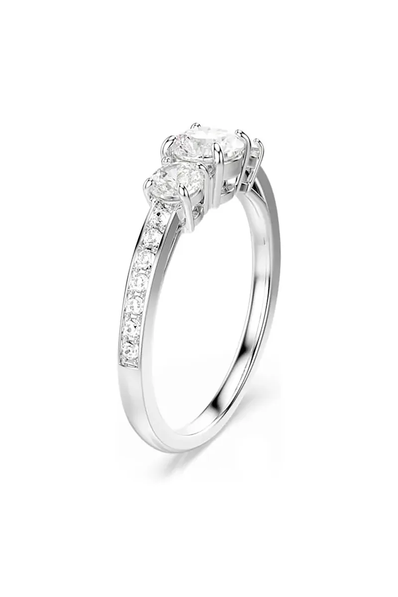 Swarovski γυναικείο δαχτυλίδι, στρογγυλή κοπή, λευκό, φινίρισμα σε ασημένιο τόνο "Stilla Attract" (58) - 5656291