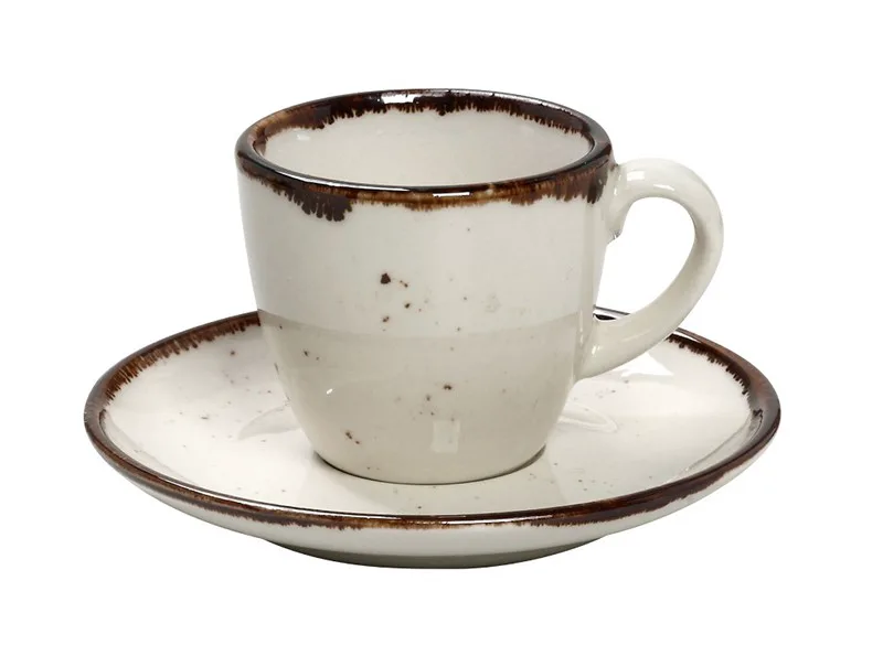 Φλυτζάνι Με Πιατάκι Espresso Πορσελάνης 90ml Terra Cream ESPIEL TLK112K6 (Σετ 6 Τεμάχια) (Υλικό: Πορσελάνη, Χρώμα: Κρεμ) - ESPIEL - TLK112K6