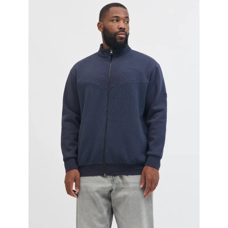 Ζακέτα "Blufrankie High Neck" με ανάγλυφη μεταξοτυπία,by Jack & Jones +Fit - Sky Captain