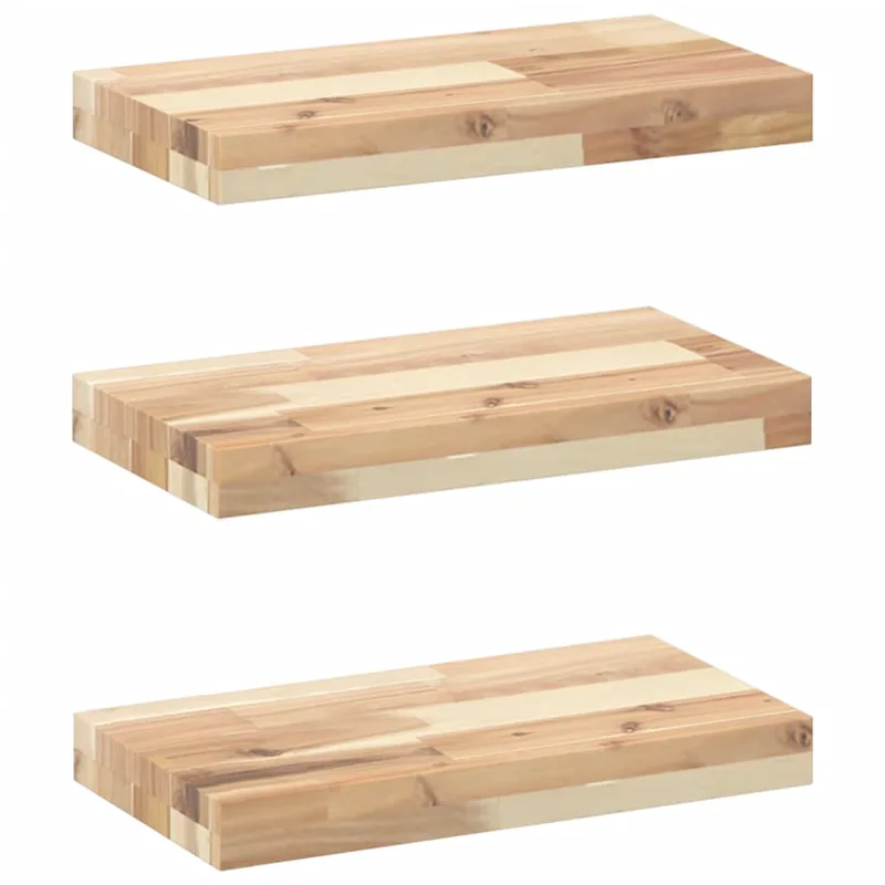 vidaXL Ράφια Πλωτά 3 τεμ. 40x20x4 εκ. από Μασίφ Ξύλο Ακακίας