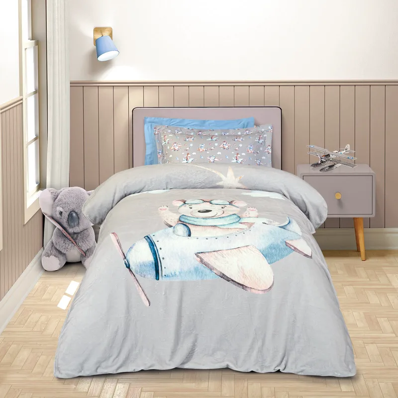 Παιδική Κουβέρτα Fleece Μονή Greenwich Polo Club 8851 Grey-Blue 160x220