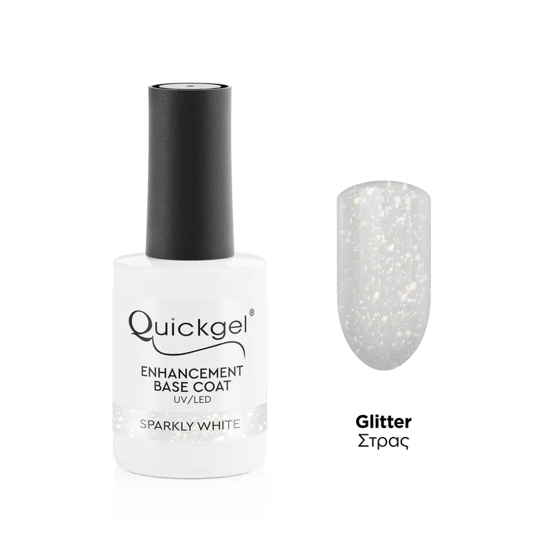 Quickgel Enhancement Base Coat - Sparkly White - 15ml