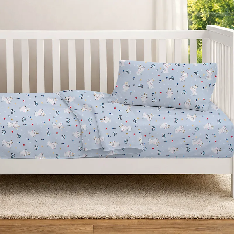 Σεντόνι Κούνιας Με Λάστιχο 70x140+15 Dimcol Rabbit Garden 584 Sky Blue