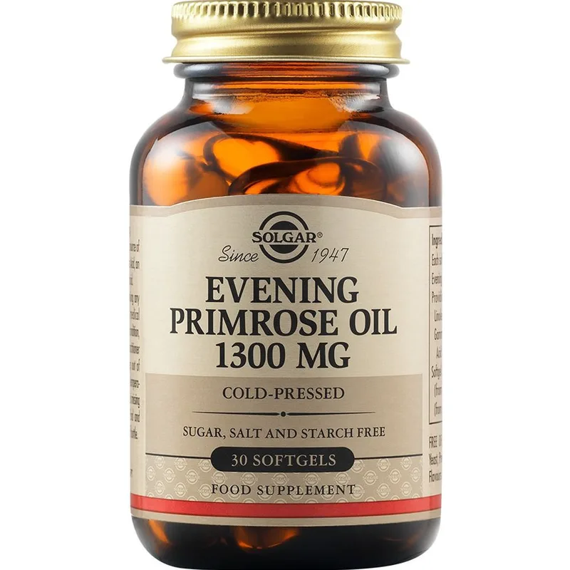 Solgar Evening Primrose Oil 1300mg, Συμπλήρωμα Διατροφής Ελαίου Νυχτολούλουδου για την Αντιμετώπιση των Προεμμηνορυσιακών Συμπτωμάτων 30 Softgels