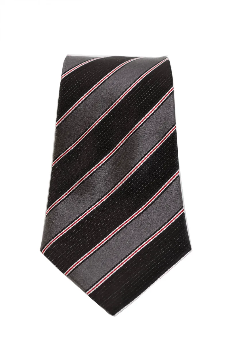 GIORGIO ARMANI ΓΡΑΒΑΤΑ 9CM ΡΙΓΕ ΓΚΡΙ-ΜΑΥΡΟ