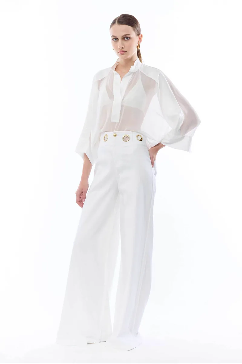 Nenette γυναικείο παντελόνι Wide Leg "Staffer" - 41BB-STAFFER-0004 Εκρού