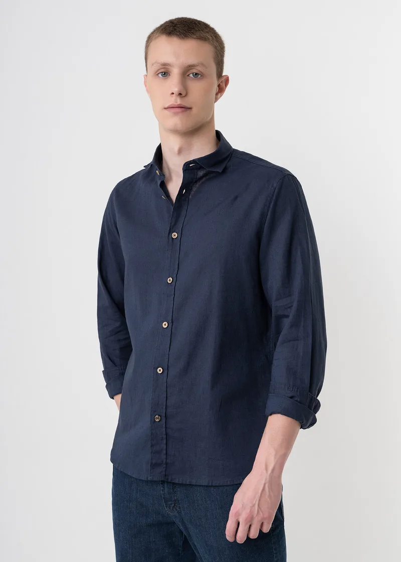 Hamaki Ho Πουκάμισο Linen - CE1296H Blue