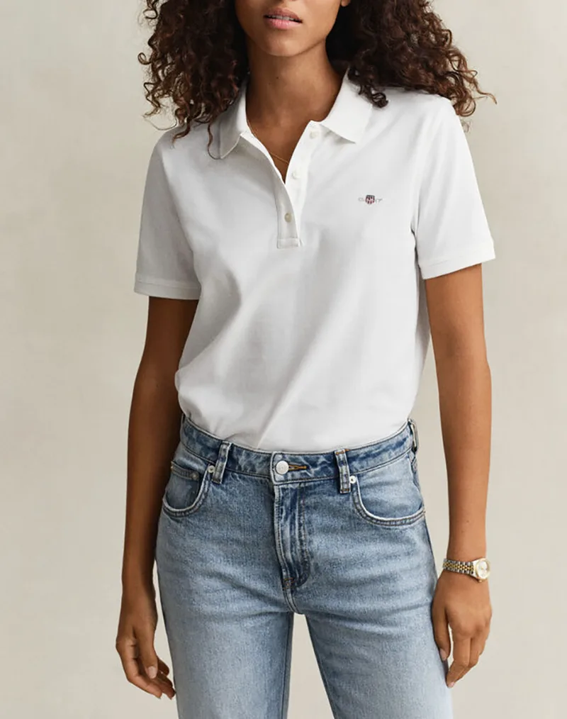GANT ΜΠΛΟΥΖΑ ΚΜ REG SHIELD SS PIQUE POLO 3GW4201489-110 White