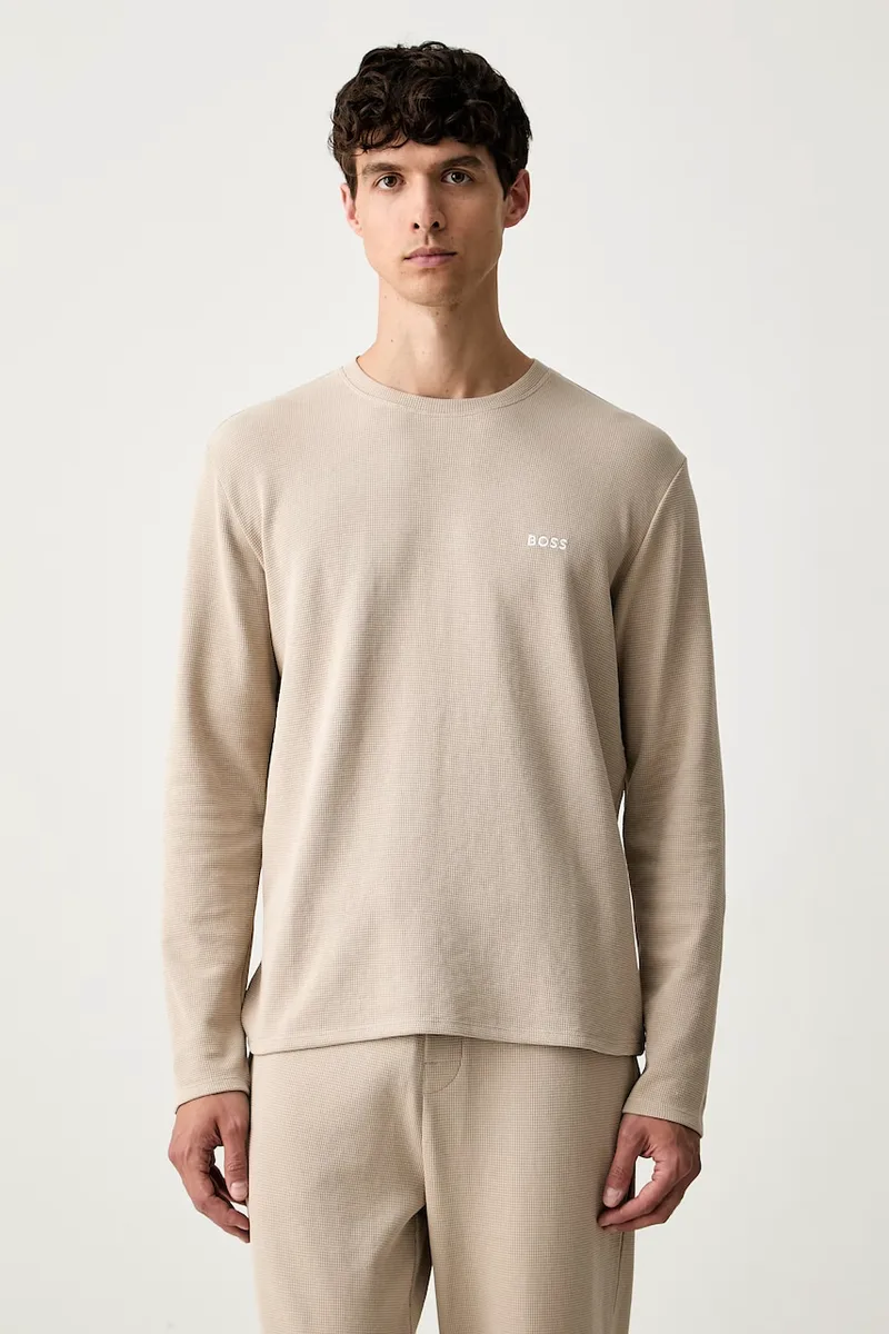 BOSS μακρυμάνικη μπλούζα lounge ανδρική με βαμβάκι Waffle LS-Shirt