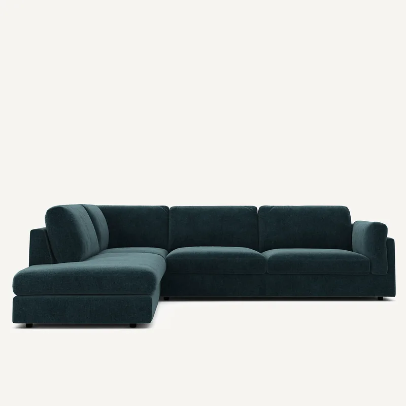 Γωνιακός καναπές-σεζλόνγκ βελούδο chenille Μ236xΠ287xΥ81cm
