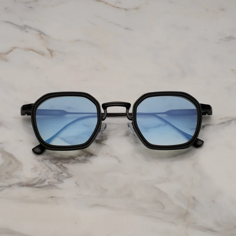 REX A9EP2M - REX - MATT BLACK & MATT BLACK - GRADIENT BLUE Sunglasses | Matt Black & Matt Black | Gradient Blue Shades | Explicit Poets Sunglasses