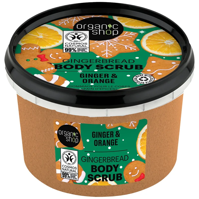 Organic Shop Gingerbread Body Scrub with Ginger & Πορτοκαλί Απολεπιστικό Σώματος με Τζίντζερ & Πορτοκάλι για Άμεση Ενυδάτωση 250ml