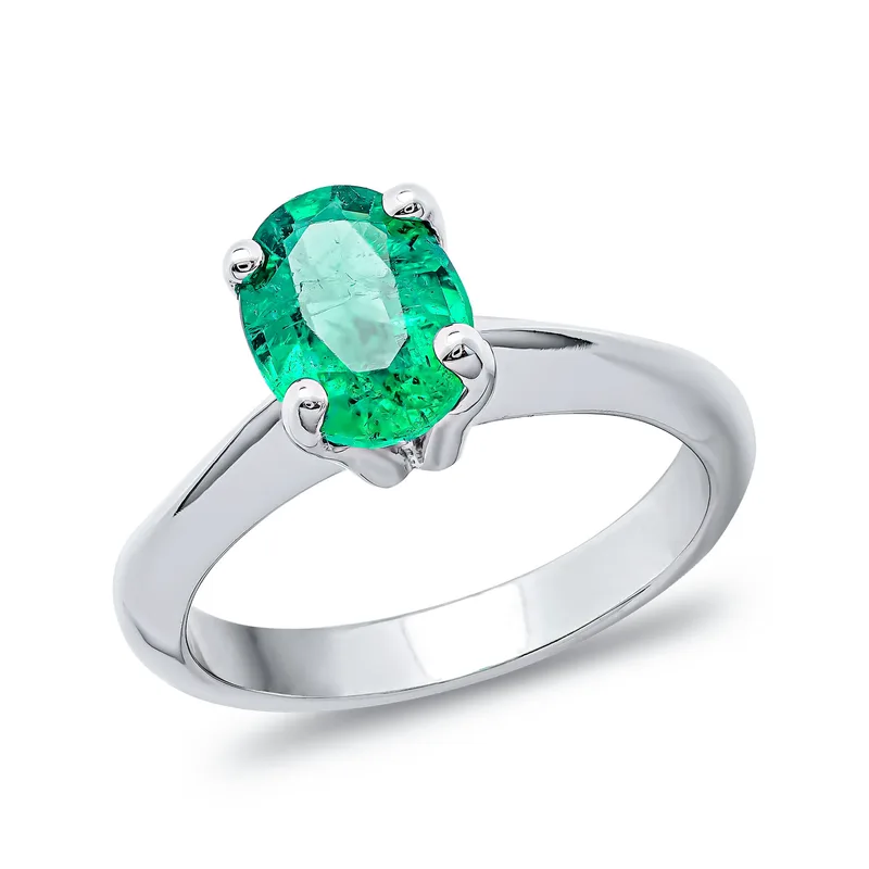 Μονόπετρο Δαχτυλίδι με Zambia Emerald από Λευκό Χρυσό 18 Καρατίων DDX524