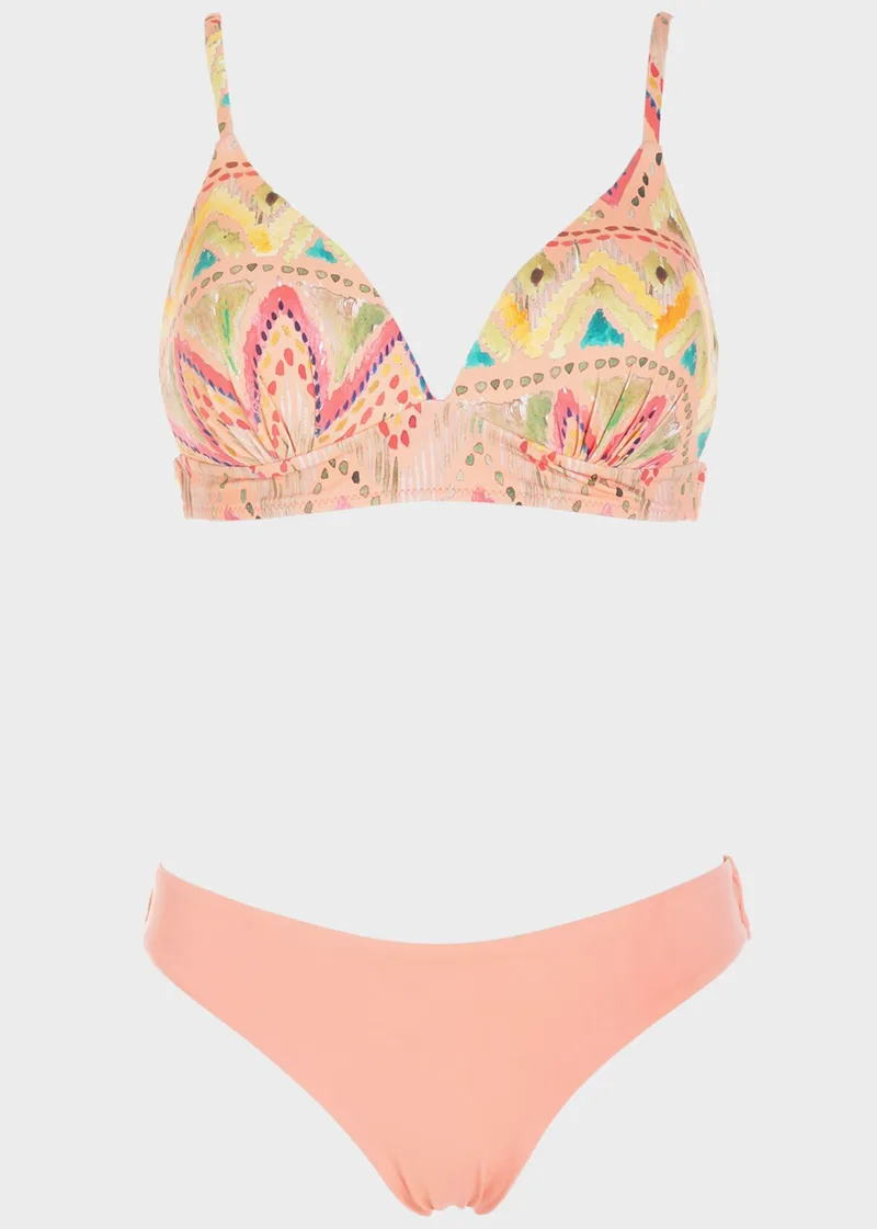 Set bikini all print. Καλύπτει D Cup ΡΟΖ