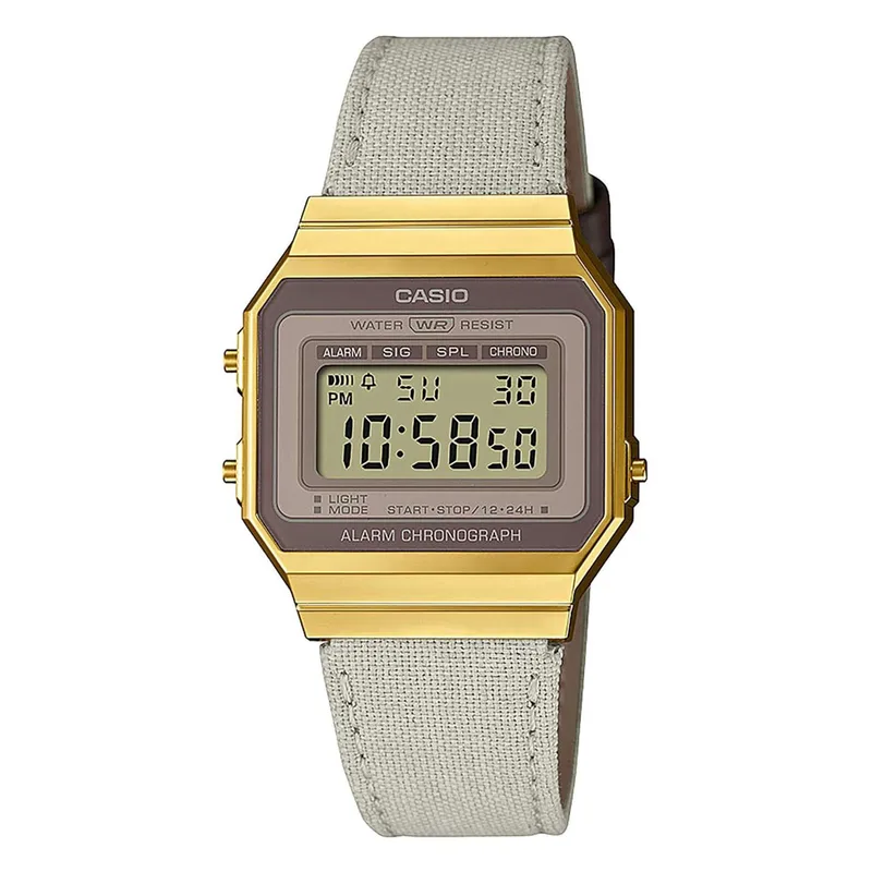CASIO Vintage Chronograph Μπεζ Fabric Strap A-700WEGL-7AEF