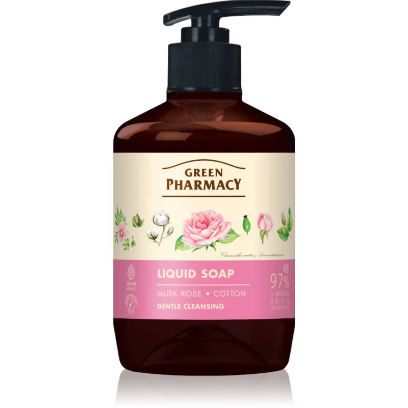 Green Pharmacy Musk Rose & Cotton υγρό σαπούνι για τα χέρια 460 ml