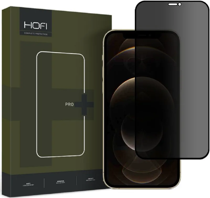 Hofi Anti Spy Pro+ Tempered Glass Privacy - Full Face Αντιχαρακτικό Γυαλί Προστασίας Απορρήτου Οθόνης - Apple iPhone 12 / 12 Pro - Black (9490713933503)