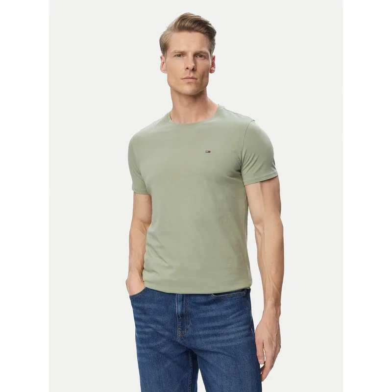 Tommy Jeans T-Shirt DM0DM04411 Χακί Slim Fit