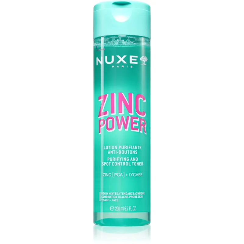 Nuxe Zinc Power Purifying And Spot Control Toner καθαριστικό τονωτικό για λιπαρή και προβληματική επιδερμίδα 200 ml