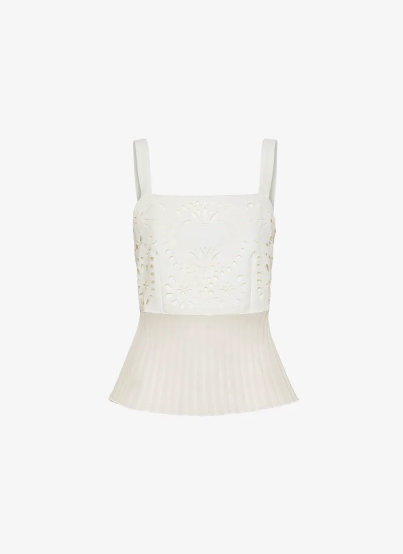 Tank Top with Peplum in White