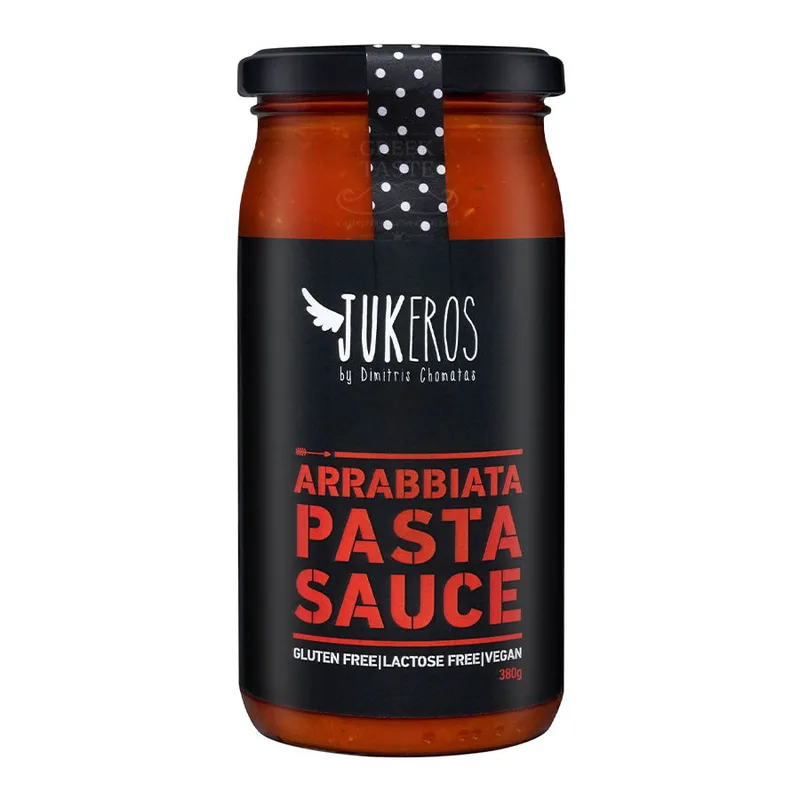 Arrabbiata Σάλτσα ντομάτας για ζυμαρικά με καυτερή κόκκινη πιπεριά - Jukeros - 360gr Gluten Free Lactose Free Vegan Ελλάδα