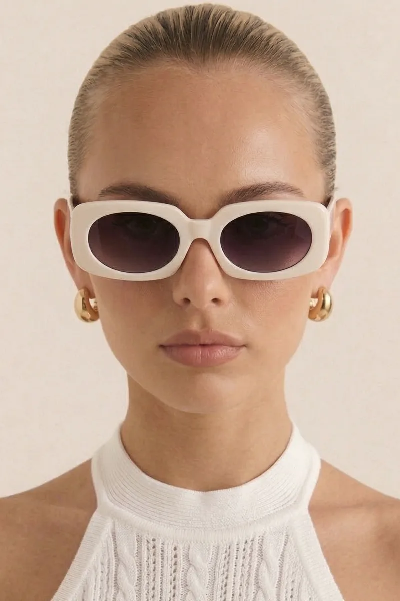 Γυαλιά Ηλίου Rectangular Bold Frame - Λευκό