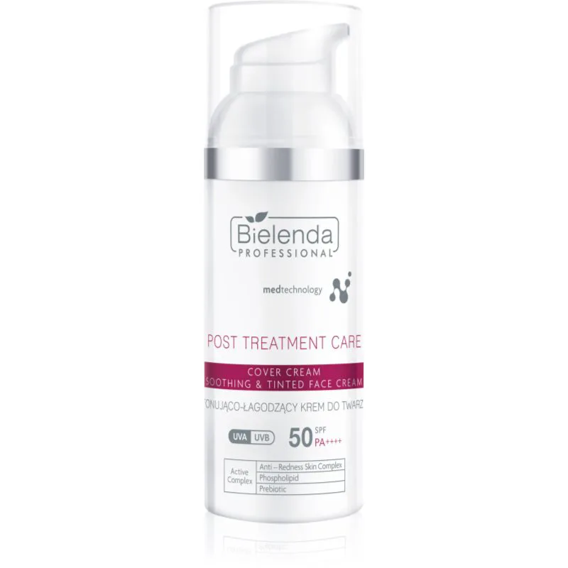 Bielenda Professional Post Treatment Care Soothing & Tinted Face Cream καταπραϋντική κρέμα για ευαίσθητη και ερεθισμένη επιδερίδα SPF 50 50 ml