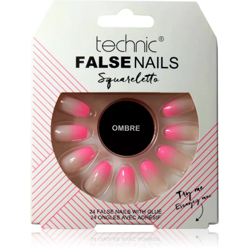 Technic Cosmetics False Nails Squareletto Ψεύτικα νύχια Ombre 24 τμχ