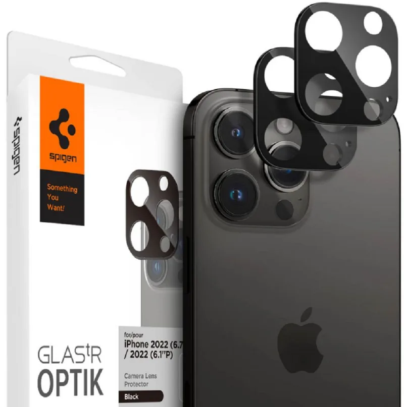 Spigen GLAS.tR OPTIK Camera Lens Protector - Αντιχαρακτικό Προστατευτικό Γυαλί για Φακό Κάμερας Apple iPhone 16 Pro / 16 Pro Max / 15 Pro / 15 Pro Max / 14 Pro / 14 Pro Max - 2 Τεμάχια - Black (AGL05273)