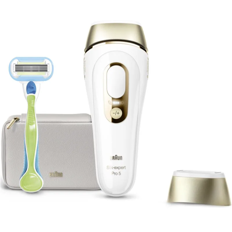 Καφέ Silk-expert PRO 5 IPL5052 IPL συσκευή αποτρίχωσης για σώμα, πρόσωπο, περιοχή μπικίνι και μασχάλη 1 τμχ