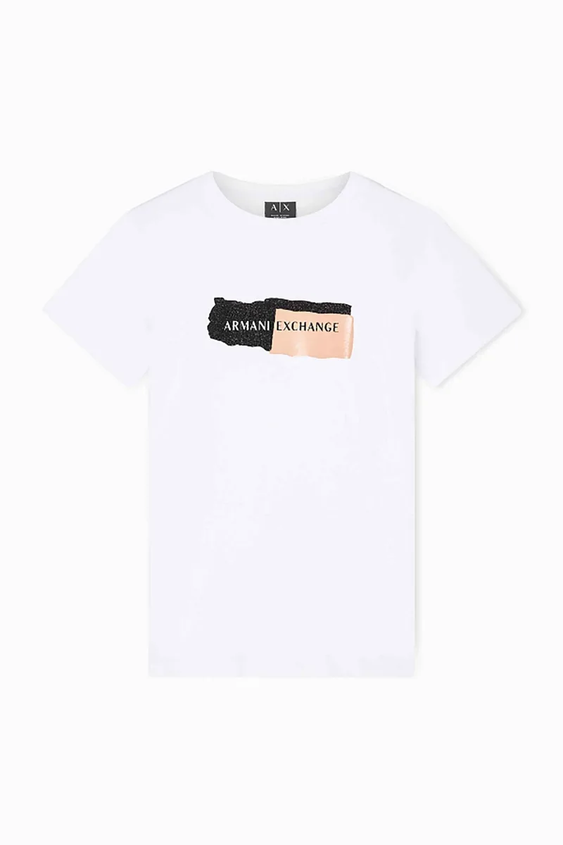 Armani Exchange γυναικείο T-shirt με graphic logo print Regular Fit - XW001804AF10356 Λευκό