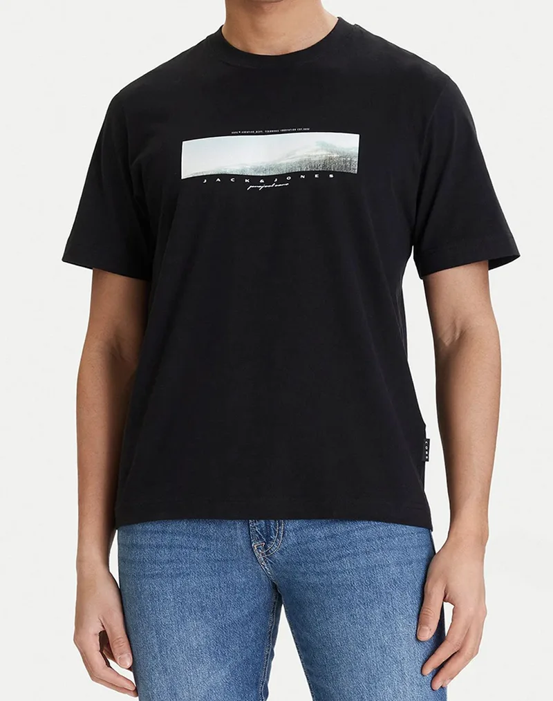 JACK&JONES JCOFUSION PHOTO PRINT TEE SS CREW NECK 12289870-BLACK Black
