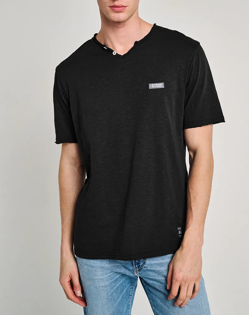 STAFF Zofer Man V-Neck T-Shirt 100%Co 64-017.055-Ν0090 Black