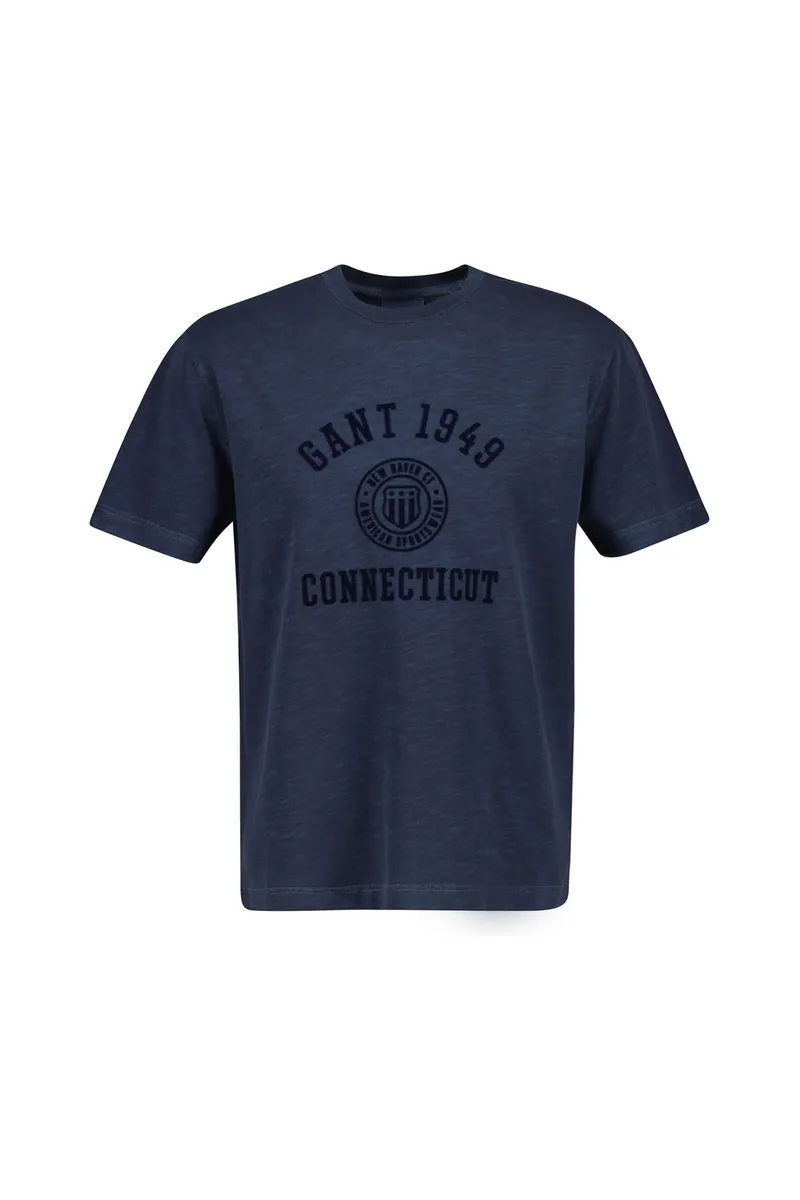 Gant ανδρικό T-shirt με κεντημένο lettering Regular Fit - 2003410 Μπλε Σκούρο