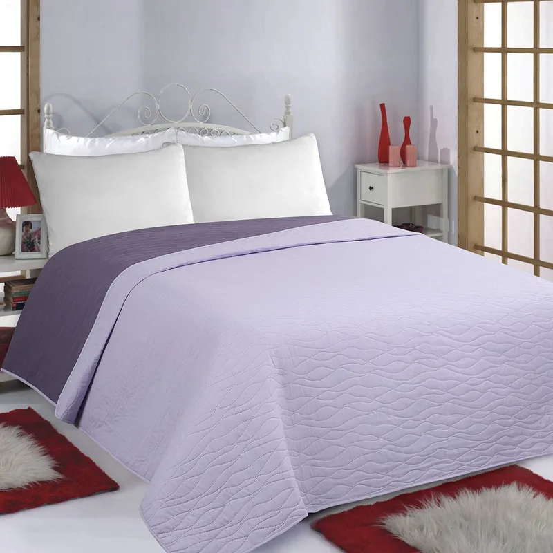 Κουβερλί Υπέρδιπλο (220x240) 2 Όψεων Silk Fashion Waves Lila-Purple