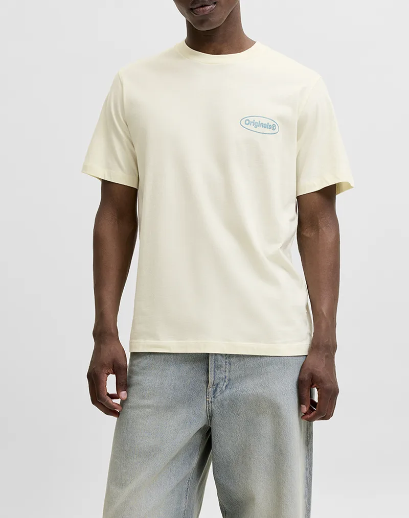 JACK&JONES JORRIVIERA VINTAGE POSTER BACK TEE SS CN 12295202-Antique White Cream
