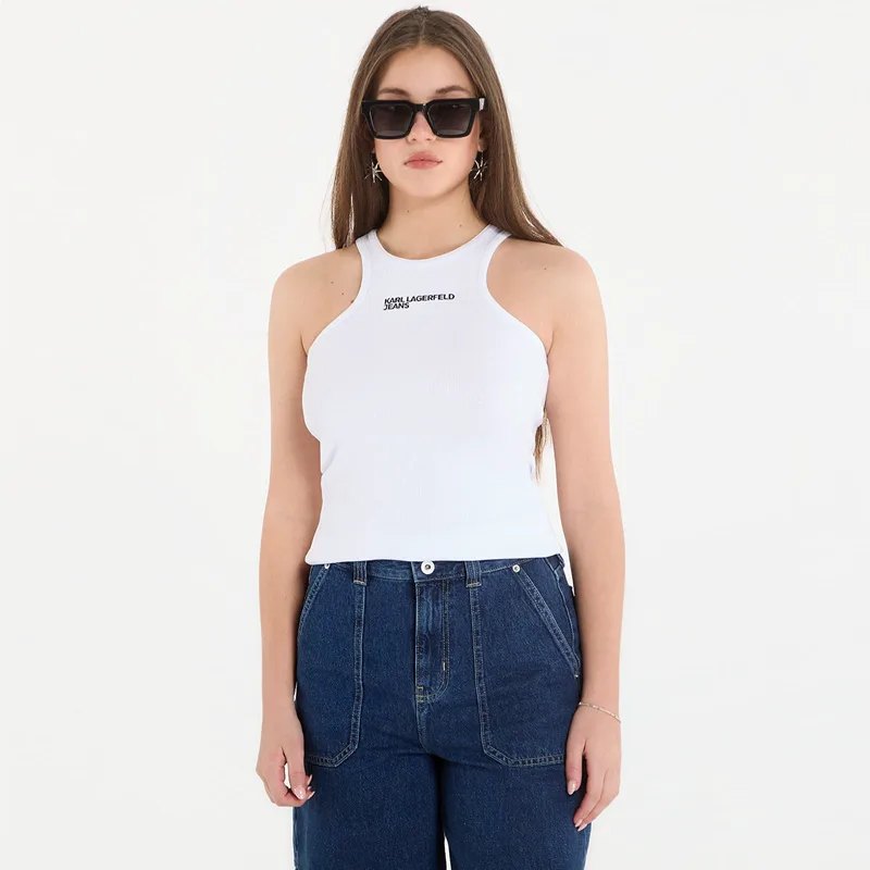 Karl Lagerfeld Jeans Ribbed Logo Tank White S