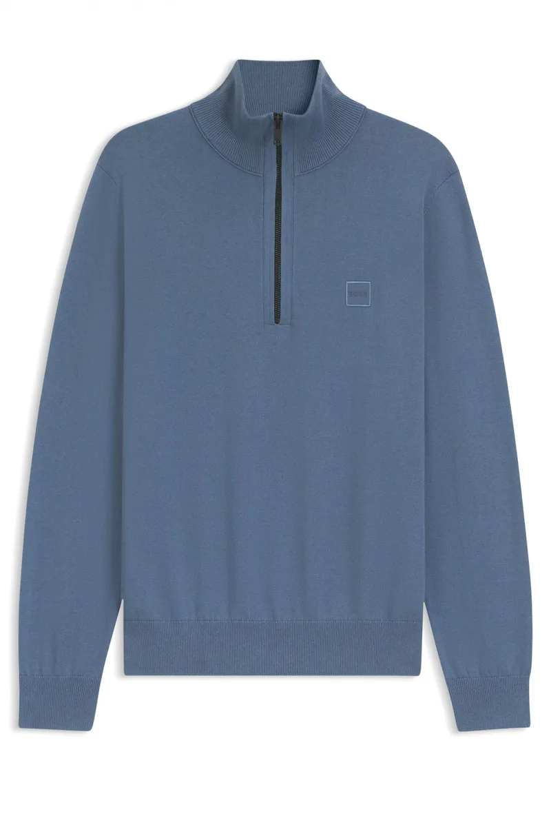 BOSS CASUAL ΠΛΕΚΤΟ HALFZIP KANOBIX S ΡΑΦ ΜΠΛΕ
