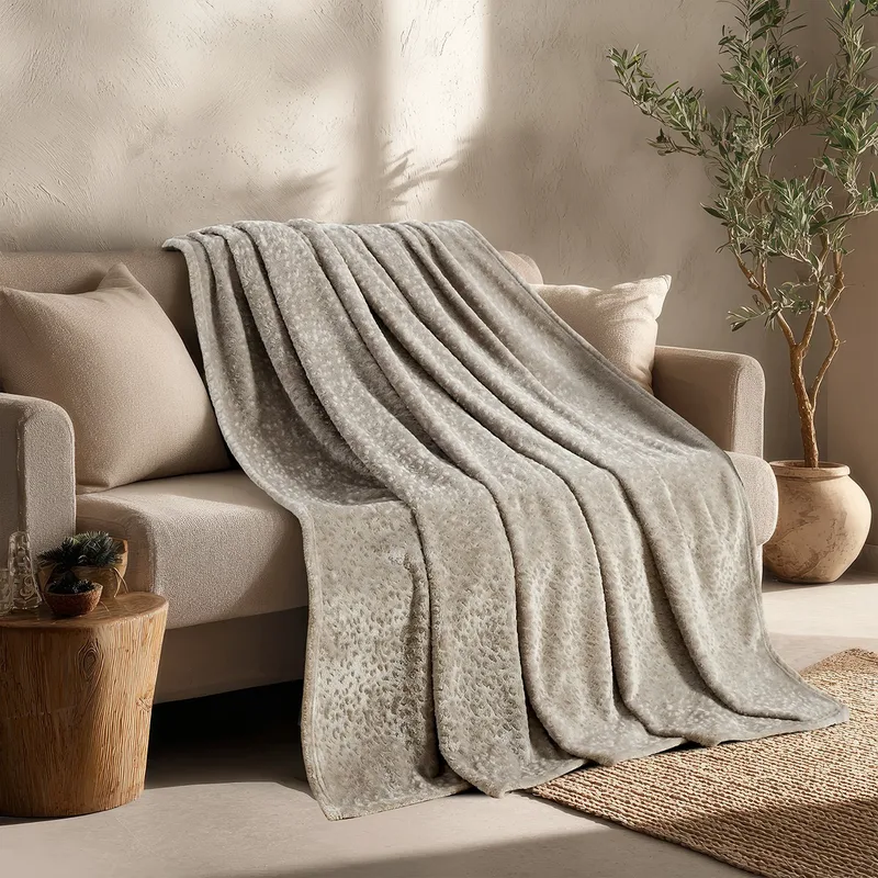 Ριχτάρι Flannel Διθέσιου 170x250εκ. Giza Greige Melinen 20005202 (Ύφασμα: Polyester, Υλικό: Flannel 100%, Χρώμα: Greige) - MELINEN - 20005202