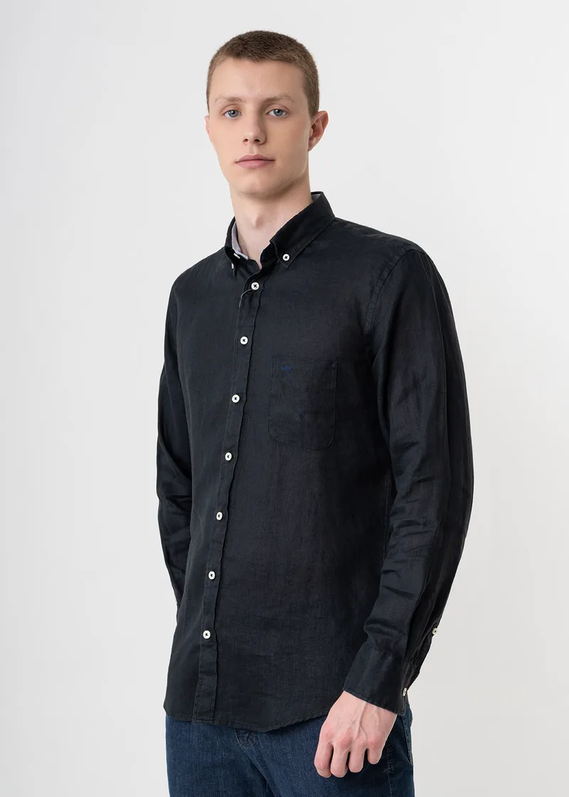 Fynch Hatton Πουκάμισο της σειράς Linen - 1413 6000 999 Black