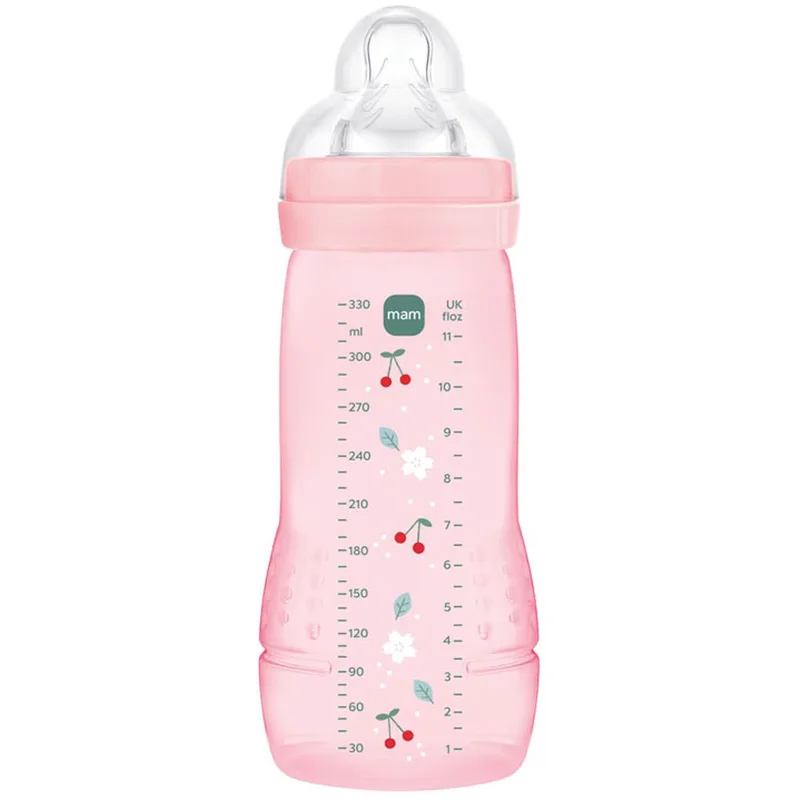 Mam Easy Active Baby Bottle 4m+, Κωδ 361SGc Μπιμπερό Πολυπροπυλενίου με Θηλή Σιλικόνης Μεγάλης Ροής 330ml - Ροζ