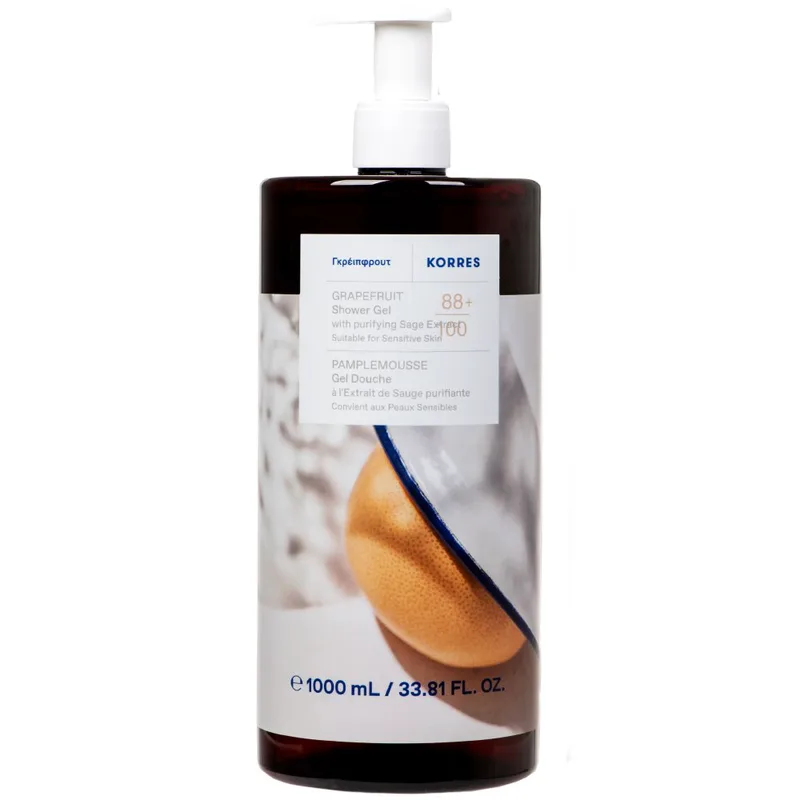 Korres With Purifying Sage Extract Grapefruit Shower Gel Αναζωογονητικό, Ενυδατικό Αφρόλουτρο με Εκχύλισμα Φασκόμηλου & με Άρωμα Γκρέιπφρουτ, με Αντλία 1000ml