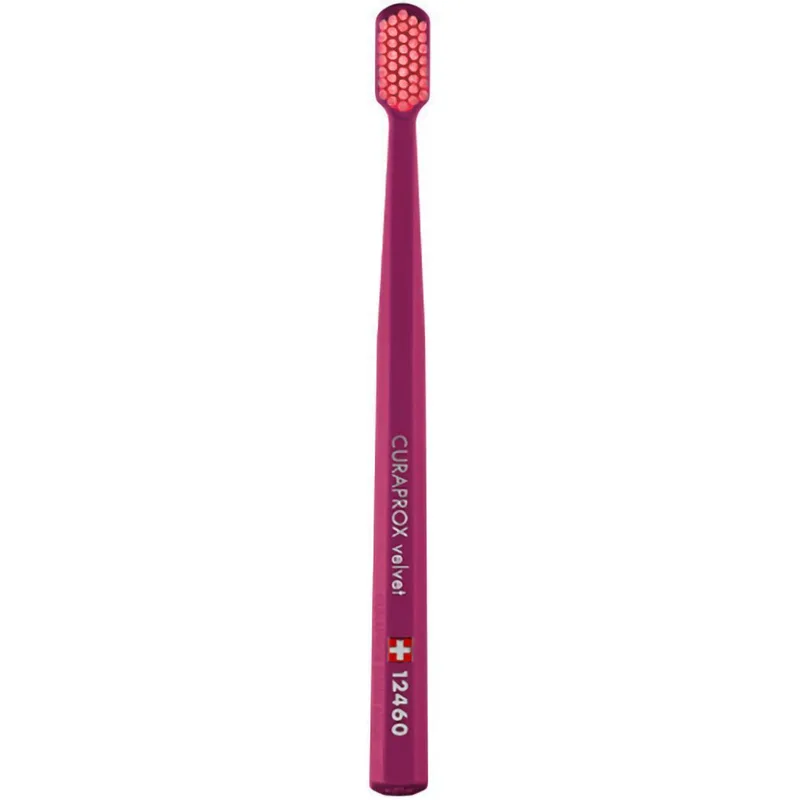 Curaprox CS 12460 Velvet Toothbrush Οδοντόβουρτσα με Εξαιρετικά Απαλές & Πυκνές Ίνες Curen για Πολύ Ευαίσθητα Δόντια 1 Τεμάχιο - Φούξια / Ροζ