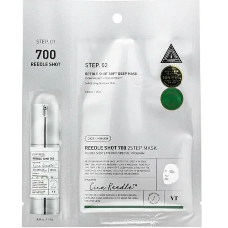 VT Cosmetics Step 1 Reedle Shot 700 1,5g & Step 2 Soft Deep Mask 25g Μάσκα 2 Βημάτων για Βελτίωση της Τραχιάς Επιδερμίδας, Απομάκρυνση Νεκρών Κυττάρων & Φυσικά Λείο Δέρμα