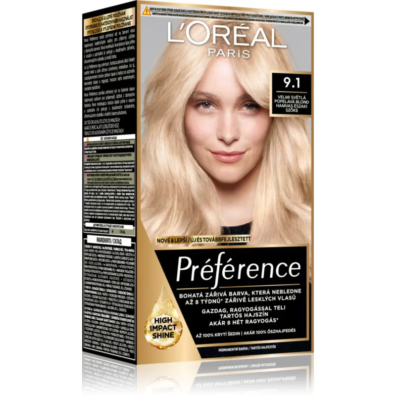 L’Oréal Paris Préférence βαφή μαλλιών απόχρωση 9.1 Viking Light Ash Blonde 1 τμχ