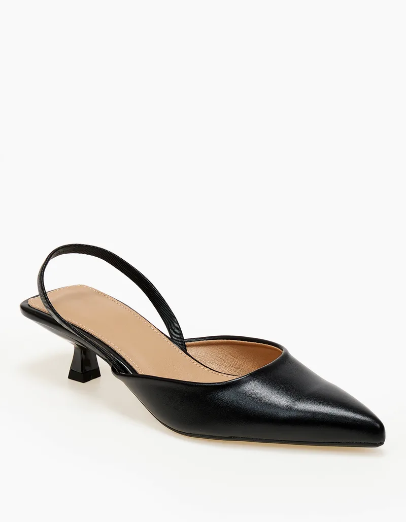 Γόβες slingback με χαμηλό τακούνι - Μαύρο