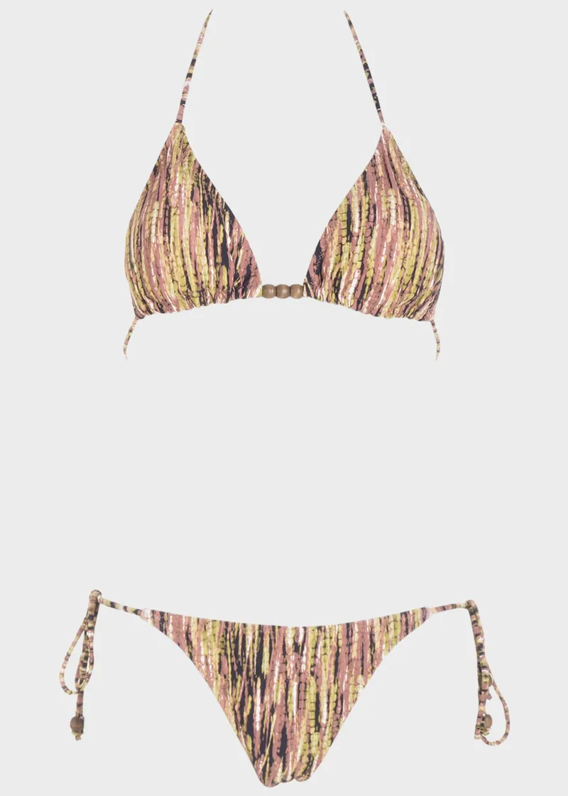 Bikini τριγωνάκι all print με αποσπώμενη επένδυση. Καλύπτει B Cup SAND